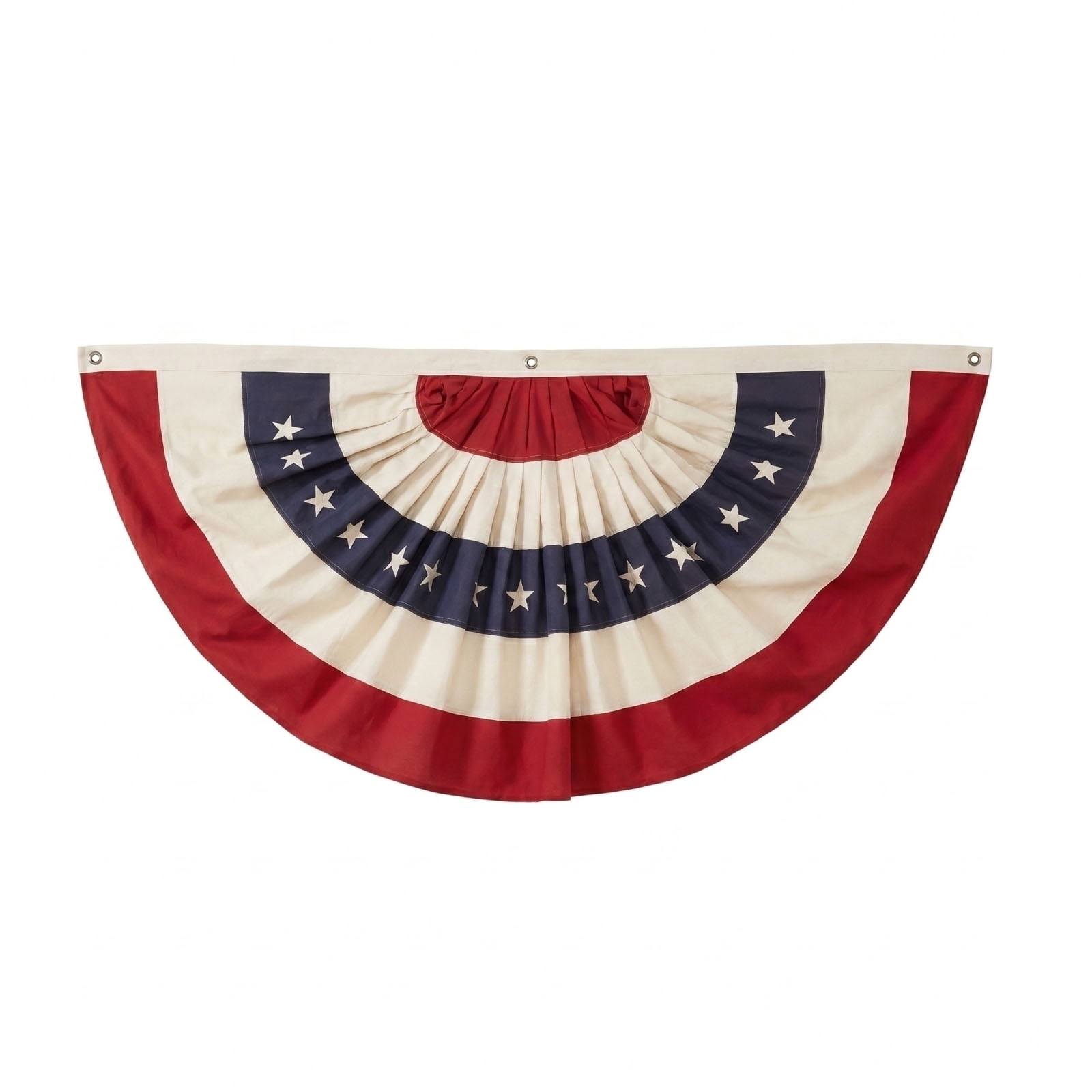 Heritage American Flag Set of 3- 250th Anniversary Commemorative Decor - Vintage Tea-Stained Pleated Fan Bunting & Vertical Star Pull Flag - Heavy Duty Canvas Patriotic Banner for Porch & Railing