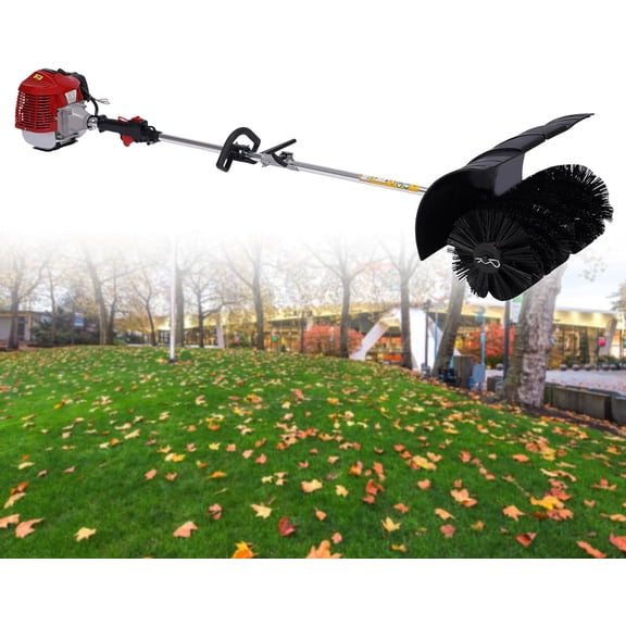 Gasoline Powered Sweeper, 52CC 2 Stroke 2.3HP Handheld Sweeping Power Broom Snow Driveway Turf Lawn Outdoor Artificial Brush Lawn Sweeper Cleaner Tool