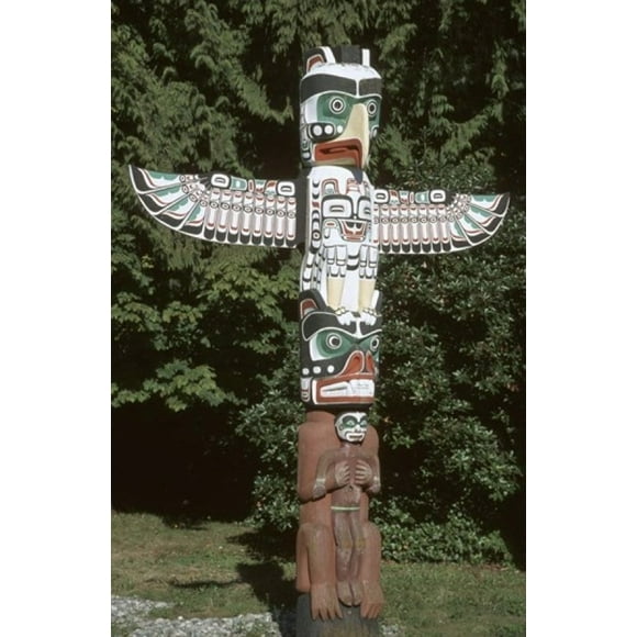 Totem Pole at Stanley Park, Vancouver Island, British Columbia, Canada Poster Print by John & Lisa Merrill (24 x 36)
