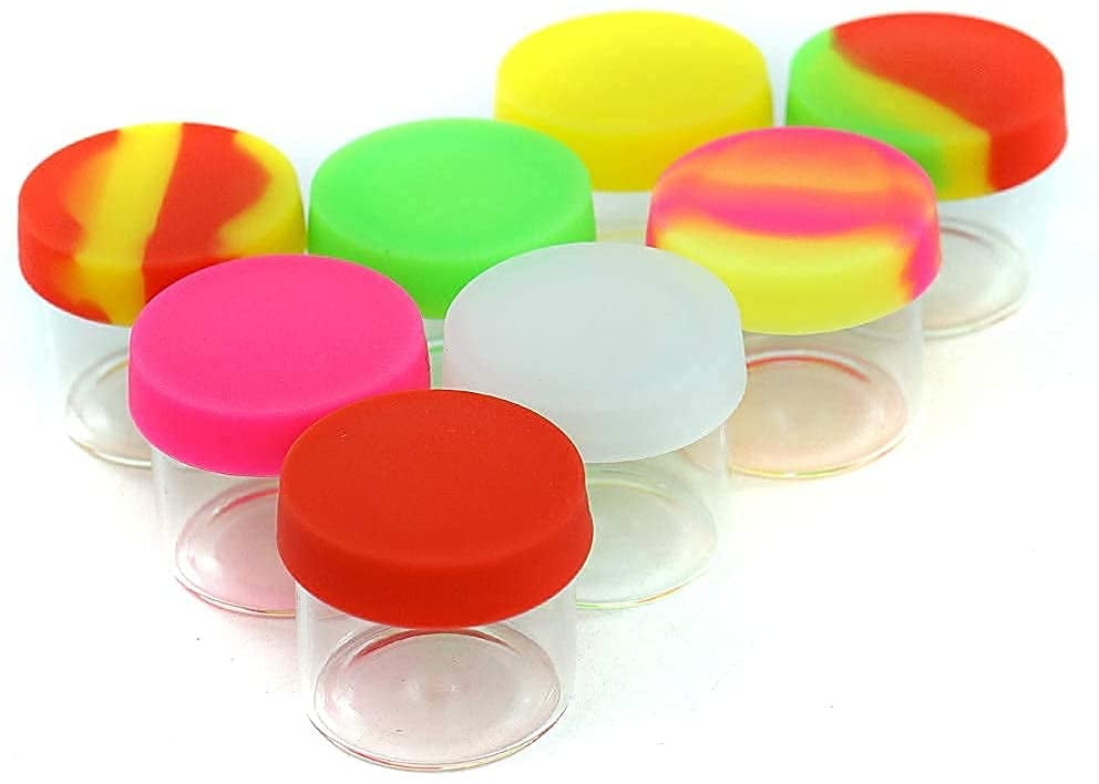 6ML Silicone Container Jar Glass Wax Oil Storage Lid Non-stick Mixed ColorB 