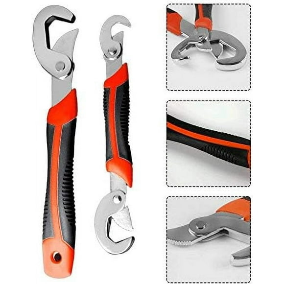 Portable Adjustable Spanner Set, Quick Snap And Grip Universal Wrench With Self-adjusting Technology For Carpentry Mechanical Use, 2Pcs
