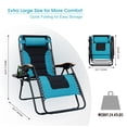 thumbnail image 5 of SUMMIT LIVING Oversized Padded Zero Gravity Chair Adjustable Camping Lawn Chair with Cup Holder,Aqua, 5 of 8