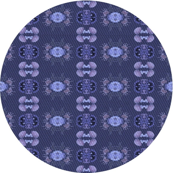 Ahgly Company Indoor Round Patterned Blue Whale Blue Area Rugs, 4' Round