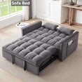 thumbnail image 3 of Aukfa 54" Chaise Futon Convertible Loveseat Sleeper Sofa, 2Pillows, Full Size, Velvet, Dark Gray, 3 of 9