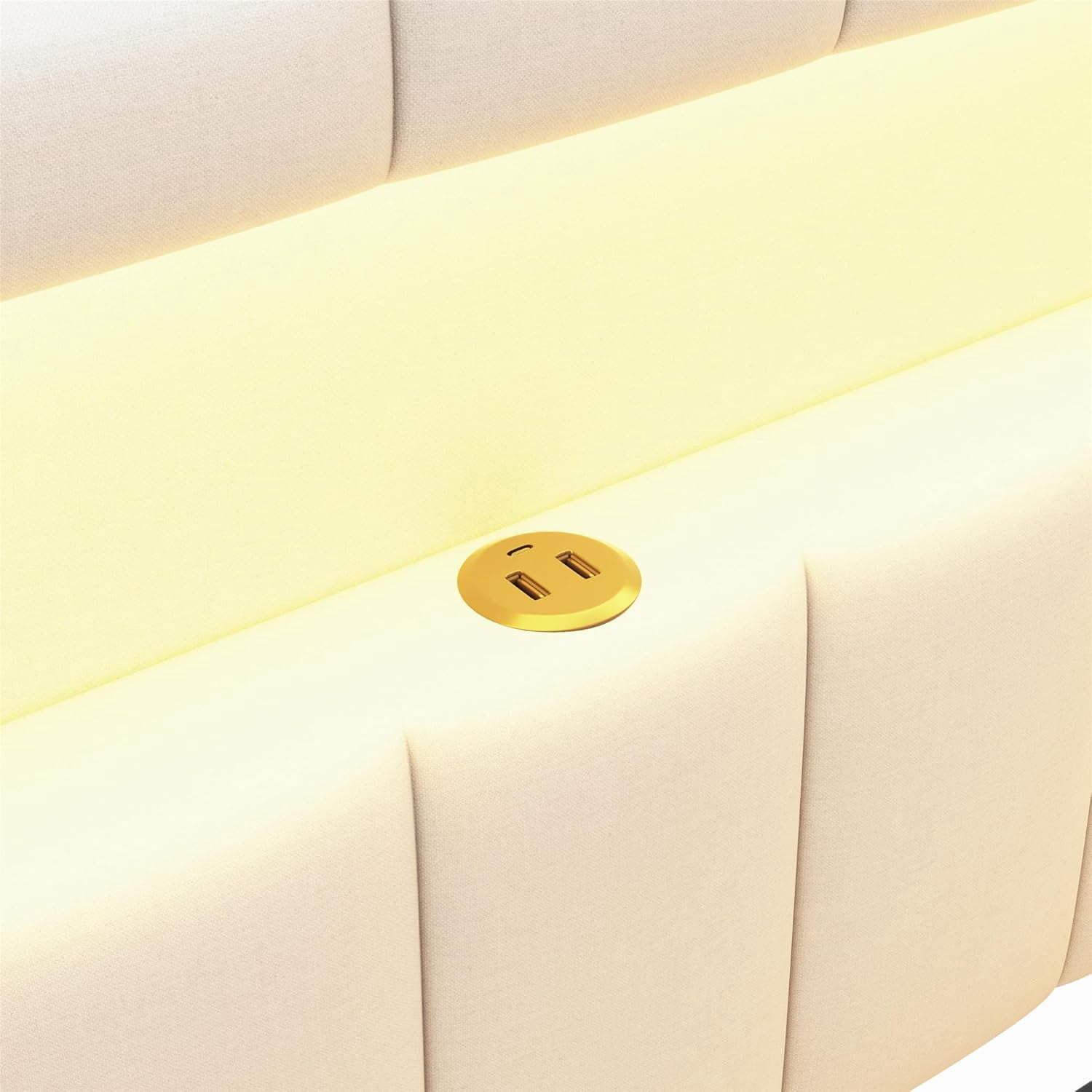 AISWORD Twin Size Daybed with Storage Drawers and L-Shaped Bookshelf Headboard, Upholstered Soft Corner Bed with Shelves, Charging Station and LED Belt, White