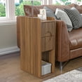thumbnail image 6 of Small Nightstand with 2 Drawers, Narrow Bedside Table with Storage, Modern Side End Table for Bedroom, Living Room (Walnut), 6 of 11