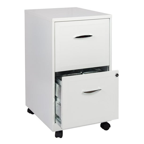 2 Drawer Steel Mobile File Cabinet, White File Cabinet