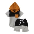 thumbnail image 1 of FhsagQ Tenues Garçons Tenues d'Hiver Taille 8 Noël Garçons Filles Été Confortables Patchwork Coloré Col Rond à Capuche Manches Courtes Hauts Shorts Ensemble 2 Pcs Vêtements Enfants Noir 6-12 Mois, 1 of 9
