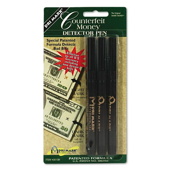 Dri-Mark Products 3513B1 Smart Money Counterfeit Bill Detector Pen for Use w/U.S. Currency- 3/Pack