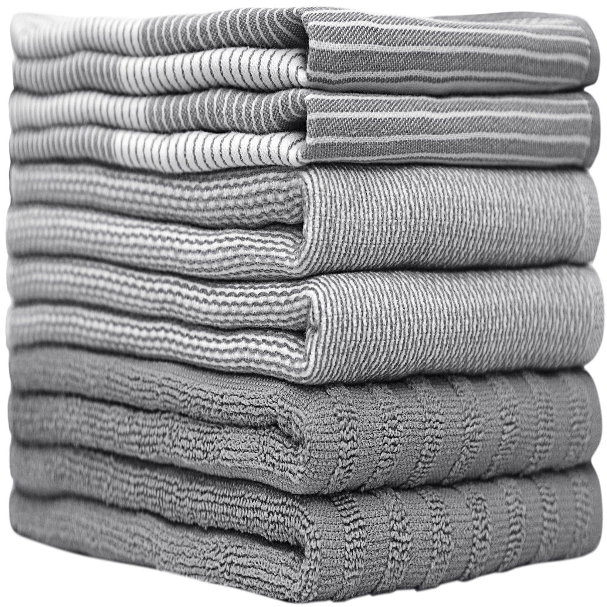 T-Fal 6515902 Charcoal Cotton Kitchen Towel - Pack of 6, 1 - Baker's