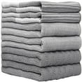 thumbnail image 4 of Premium Kitchen Towels (20”x 28”, 6 Pack) – Large Cotton Kitchen Hand Towels – Flat & Terry Towel – Highly Absorbent Tea Towels Set With Hanging Loop – Grey, 4 of 6