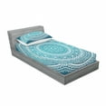 thumbnail image 3 of Turquoise Ombre Bedding Set with Sheet & Covers, Mandala Medallion Starry Design with Flower in Middle Art, Printed Bedroom Decor 2 Shams, 4 Sizes, Dark Turquoise, by Ambesonne, 3 of 3