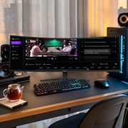 ZZA 49 Curved Gaming Monitor | 5120x1440 Dual QHD, 165Hz, 1500R, 32:9 Ultra-Wide, AMD FreeSync, 120% sRGB, Height Adjustable, HDMI 2.1 & DisplayPort 1.4, VESA Mount, Black