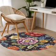 thumbnail image 4 of Round Rugs 3Ft, Watercolor Flower Round Area Rug Washable Indoor Throw Carpet, Seasonal Botanical Blooms Spring Small Non Slip Circle Rug for Bedroom Living Room Home Decor Aesthetic, 4 of 8