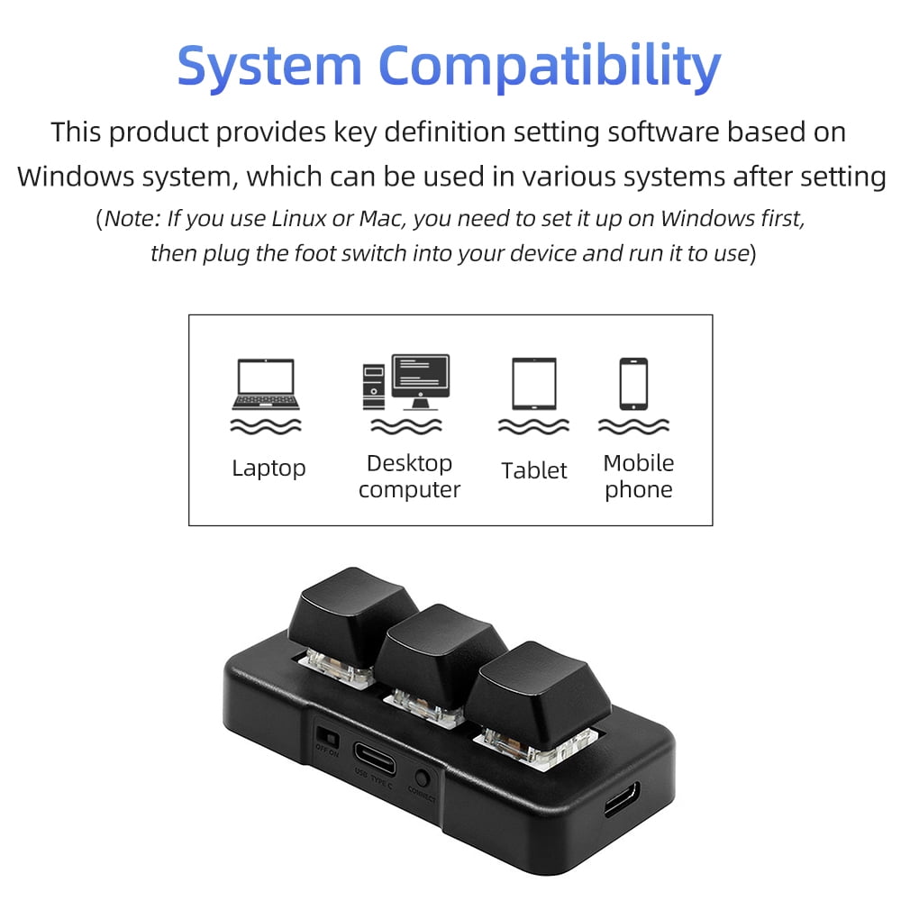 MK321BT 3-key Mini Customized Keyboard With Mechanical Blue Switch USB+BT -mode Connection For Office Game Multimedia White