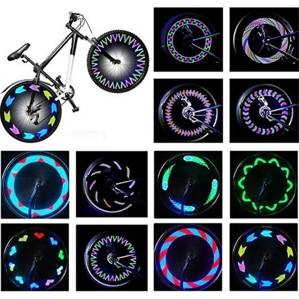 Luces para ruedas de bicicleta, luces para ruedas de bicicleta Luces de radios ultrabrillantes RGB impermeables 14 LED 30 piezas Patrones de cambios -Accesorios para neumáticos de bicicleta