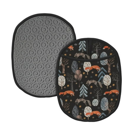 

Qekee Fox In The Forest Pattern Silicone Pot Holders Oven Mitts Heat Resistant Hot Pads Non Slip Pot Holder Towel Cloth Interior Lining