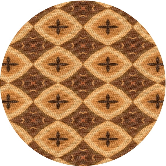Ahgly Company Indoor Round Patterned Mahogany Brown Area Rugs, 3' Round