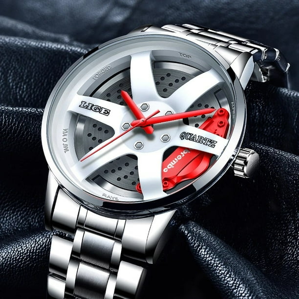 New Tire Men Watch Top Brand Luxury Stainless Steel Waterproof Watch For Men Fashion Creative Quartz Clock Personalized Casual Watches Reloj de hombre Walmart