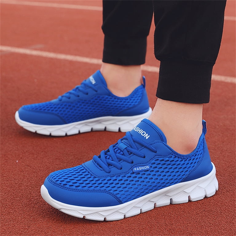 ?Men\'s Light Blue Knit Pull on Comfortable Elastic Adjustable Non Slip Shoes eileial Comfortable Breathable Knit Slip on Sneakers Hands  main image 3