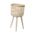 thumbnail image 5 of SunniMix Rattan Basket Floor Planter Versatile Home Decor for Home Office Wooden Legs Beige 43x24.5cm, 5 of 8