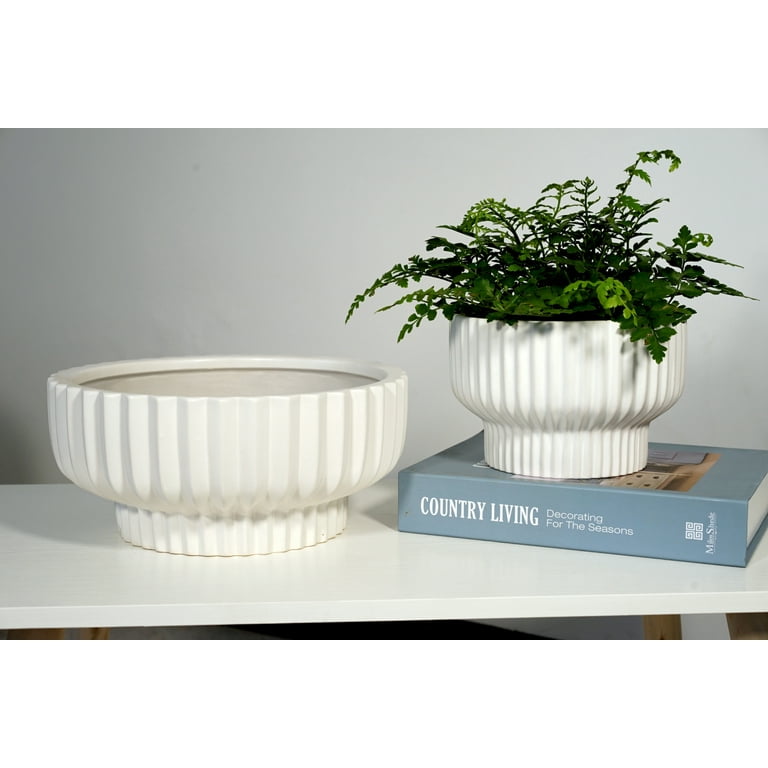 Better Homes & Gardens 2-Pack Fischer Round Ceramic Planters, 8 Better Homes & Gardens 2-Pack Fischer Round Ceramic Planters, 8