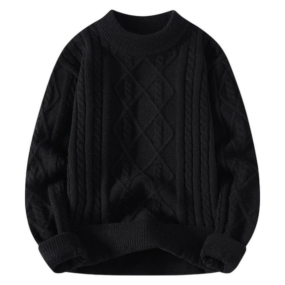LNWUY Sweaters for Women Trendy Oversized Pullover Sweater Fall Winter Warm Solid Color Crew Neck Knitted Sweater Tops Black XXXL