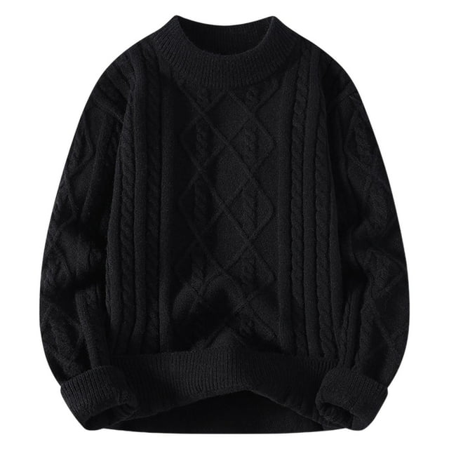 LIaqionyy Chandail Homme Torsadé Manches Longues Col Rond Surdimensionné chandail Mode Urbaine Décontracté