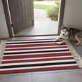 thumbnail image 6 of Area Rug with Tassels 3' x 5', Vintage Burgundy Red Black White Stripes Kitchen Runner Rug for Hallway Bedroom Throw Rugs, Minimalist Line Soft Door Mat for Bathroom Entrance Living Room, 6 of 9