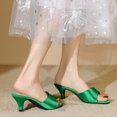 thumbnail image 4 of Pointed Heel Womens Sandals Open Toe Heeled Mules Satin Stiletto Design Comfortable Classic Wedding Elegant Dress Shoes Green Size 6, 4 of 6