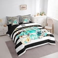 thumbnail image 2 of Homewish Romantic Perfume High Heels 7-Piece Twin Bedding,Chic Paris Fashion Bedding Comforter Set,Teal,Black Reversible, 2 of 8