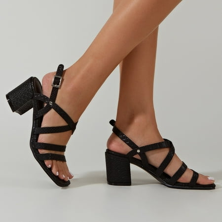 

Sunvit Women s Heeled Sandals- New Style Cross Strap Casual Roman Sexy Summer Sandals #166 Black-6