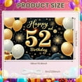 thumbnail image 2 of Golden Theme Happy 52nd Birthday Banner Sparkling Fireworks 52nd Birthday Display Star Pattern Gold Balloons Birthday Party Backdrop for 52nd Birthday Party Adult Celebration Indoor Decoration, 2 of 9