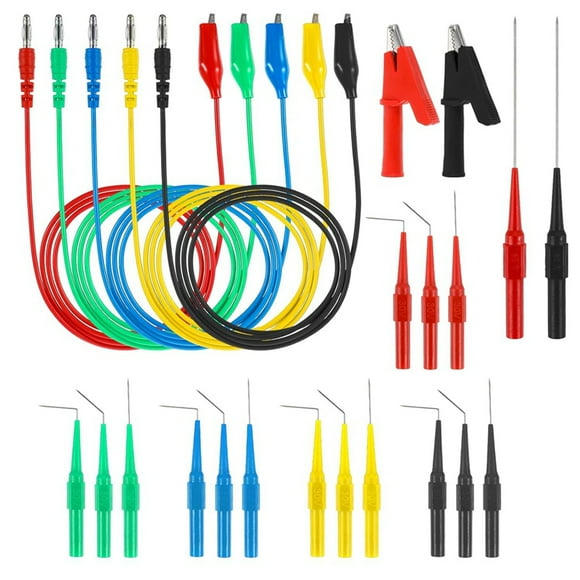 24Pcs Back Probe Kit, Banana Plug to Copper Alligator Clips Test Leads Kit with Alligator Clips