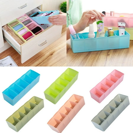 

XinYux 5 Cells Plastic Storage Box Tie Bra Socks Drawer Cosmetic Divider Tidy Organizer
