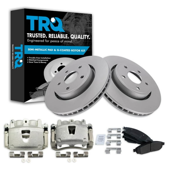 TRQ Front Metallic Brake Pad Coated Rotor & Caliper Kit for Jeep Grand Cherokee BKA23452 Fits select: 2005-2007 JEEP GRAND CHEROKEE LAREDO/COLUMBIA/FREEDOM, 2006-2010 JEEP COMMANDER