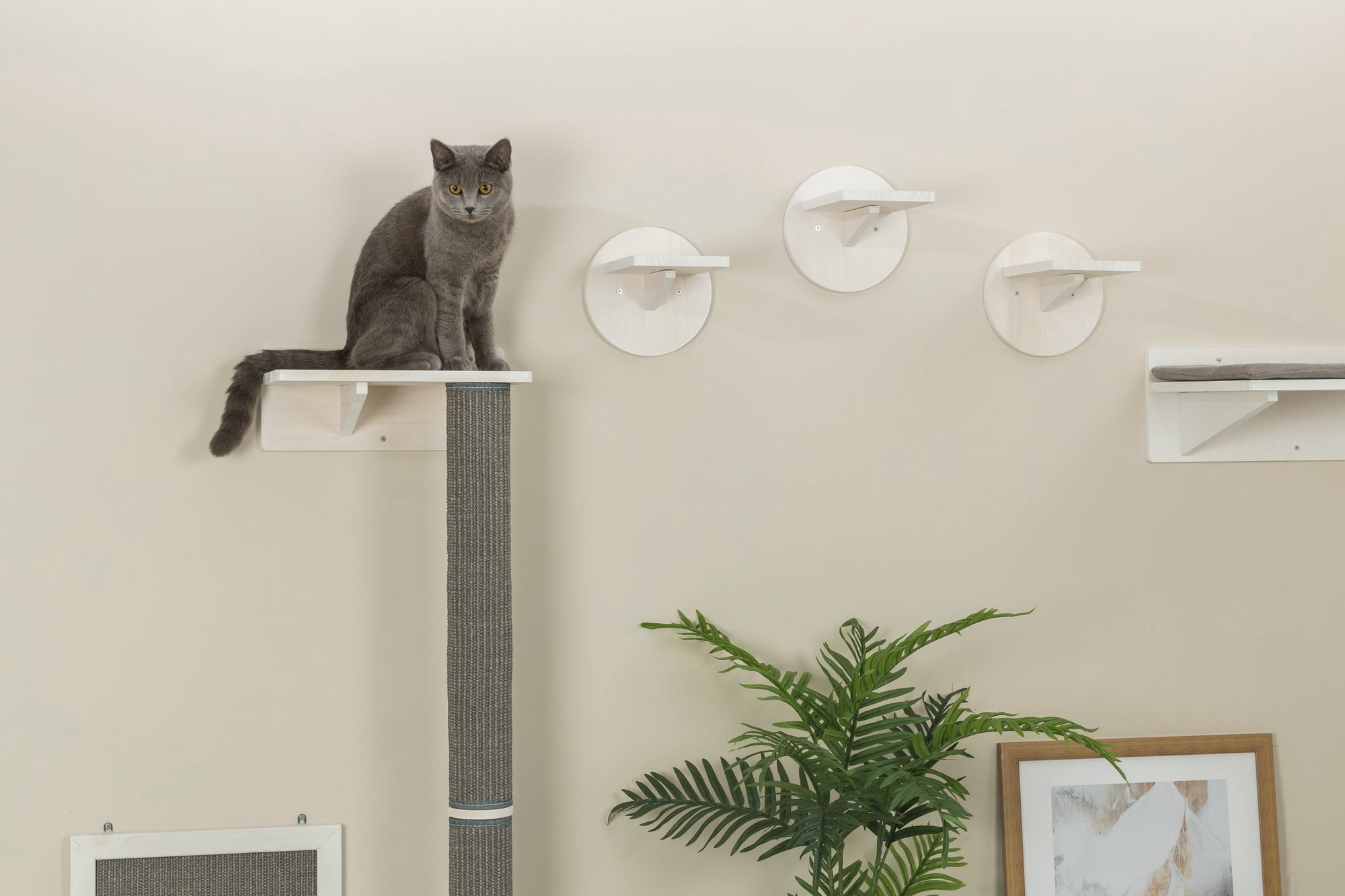 TRIXIE Wall Set 1 Wall Mounted Sisal Cat Scratching Post with Ledge, Gray