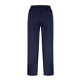 thumbnail image 5 of yunLXC Clearance Women's Pants Ladies' Casual Solid Color Cotton Sweatpants With Pockets Crossed Cuffs Loose Straight Leg Haren Cropped Pants lightweight summer pants for women breathable Navy L, 5 of 9