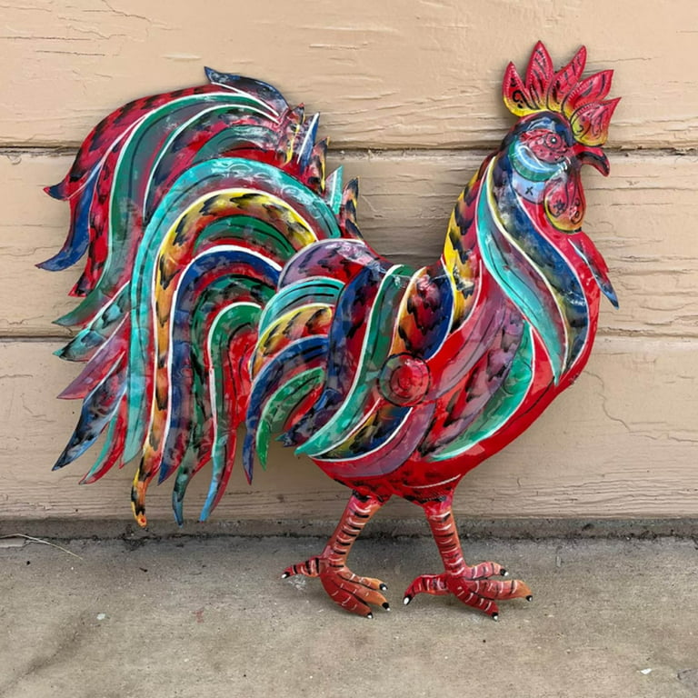 chisheen Rooster Decor Garden Statue Metal Chicken Cameroon