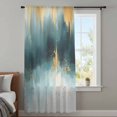 thumbnail image 4 of Modern Teal Gold Sheer Curtains 63 Inches Long, Abstract Geometric Lines Light Filering Curtains, Breathable Simi Curtain Privacy Drapes for Living Room Bedroom Lightweight Window Treatment, 4 of 9