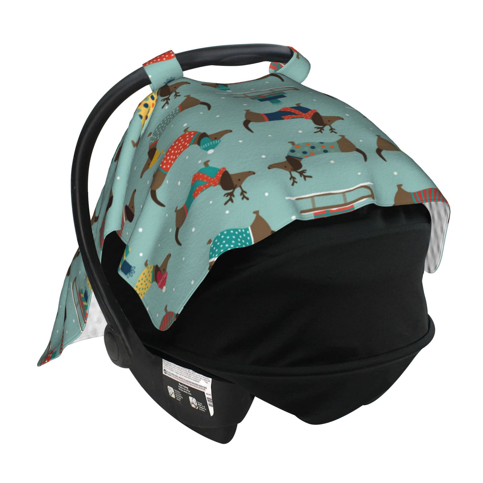 Car Seat Cover Baby - winter ski Dachshund Breathable Infant Car Seat Cover for Baby Carseat, Lightweight Comfort Baby Essentials Must Haves Newborn Stuff for Girl Boy