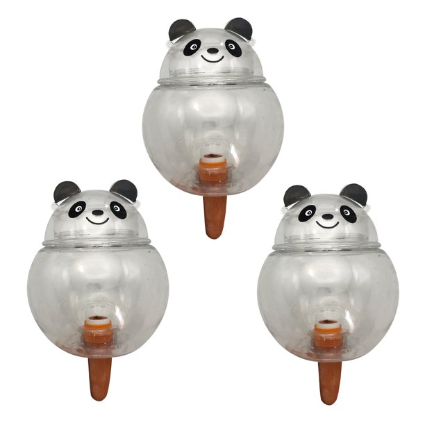 Dispositivo automático de riego de flores con diseño de panda, inserto de maceta con autorriego, regulador de humedad del suelo, bebedero transparente para plantas.