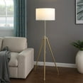 thumbnail image 5 of Ore International 64" -47"H Adjustable Height Brass/Shiny Gold Modern Tripod Floor Lamp, 5 of 11