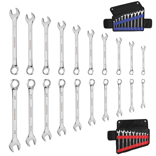 Juego de llaves combinadas WORKPRO de 20 piezas métricas de 6 a 18 mm y SAE