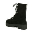 thumbnail image 3 of Women Faux Suede Striped Lace Up Lug Sole Combat Booties 19278, 3 of 6