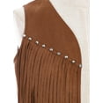 thumbnail image 6 of Ocealan Kids Western Vest Sleeveless Open Front Riveted Tasseled Waistcoat Cowboy Cowgirl Outerwear Dark Brown 8, 6 of 7