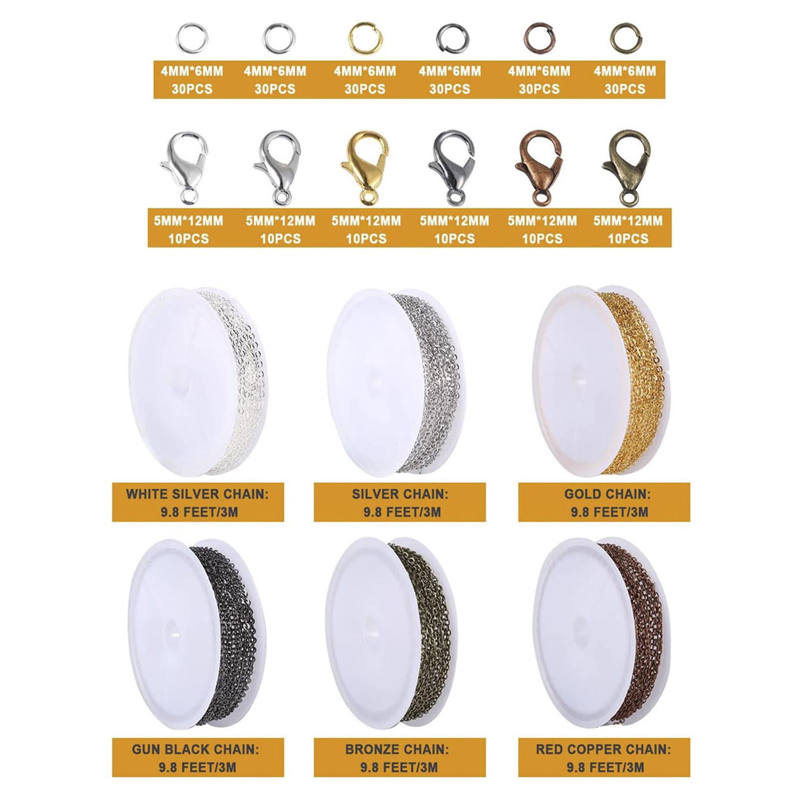 FVDPWYE 6 Colors Necklace Chains Jewelry Making Chains with 6 Colors Open Jump Rings and