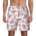 thumbnail image 2 of Picia Watermelon pattern Mens Swim Trunks with Compression Liner Stretch Beach Shorts Quick Dry with Zipper Pockets No-Chafing Board Shorts-3X-Large, 2 of 9