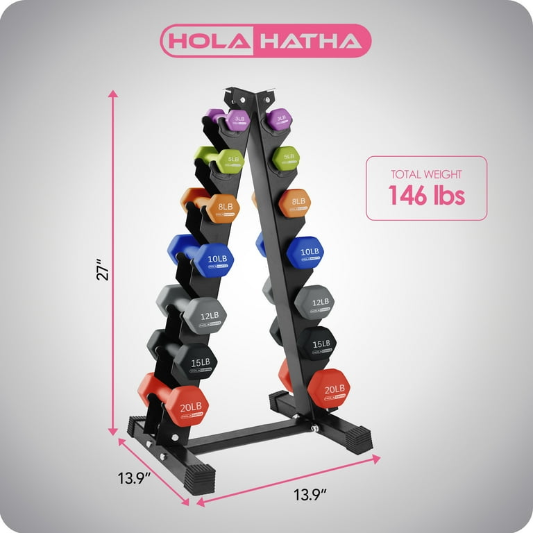 HolaHatha 146 lb Neoprene Hand Dumbbells Full Body Weight Set with Rack Walmart