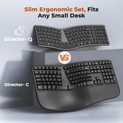 Meetion Ergonomic Split Keyboard & Mouse, S-Curve, 2.4G Bluetooth, Rechargeable for Win/Mac - Black